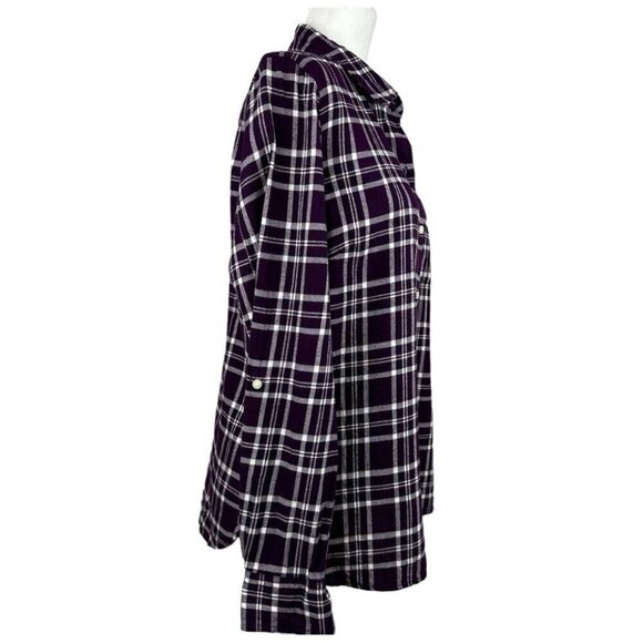 Tommy Hilfiger Women's Purple Y2K Plaid Casual Flannel Button Down Shirt S/C41 - Picture 2 of 12